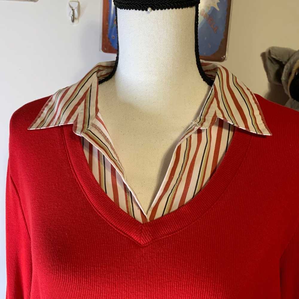 Fashion Bug Red Layered Sweater - image 7