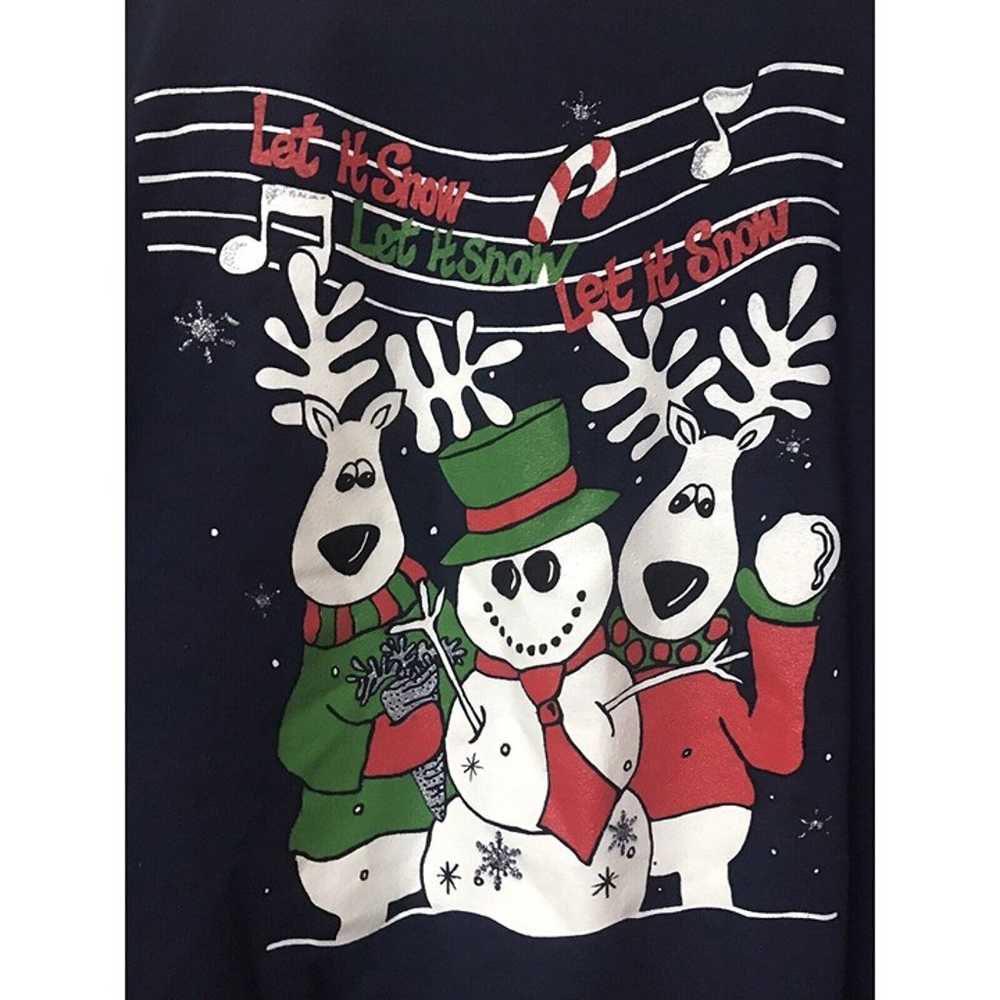 Vtg Christmas Holiday Snowman Crewneck Sweatshirt… - image 2