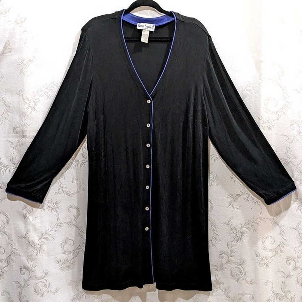 Vintage 80s Slinky Long Jacket Coat Dress 22W Str… - image 1
