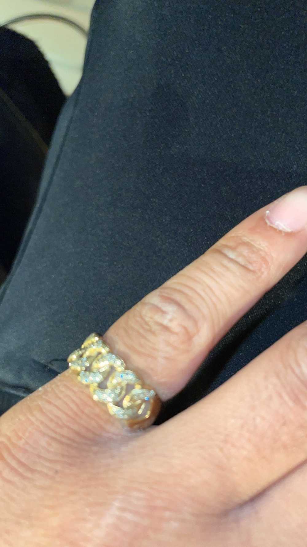 Gold 10k Cuban link ring with real diamonds - image 2