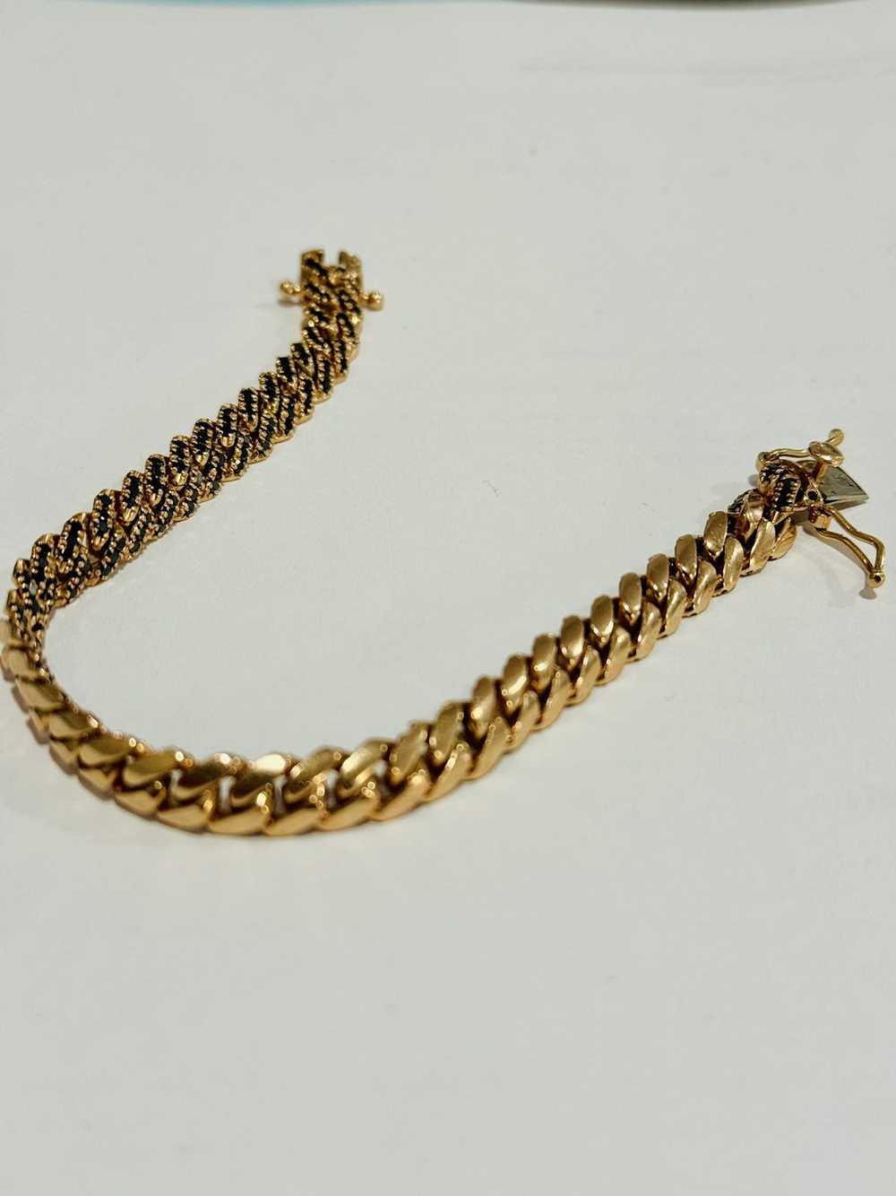 Custom 14k Rose Gold & Black Diamond Cuban Bracel… - image 2