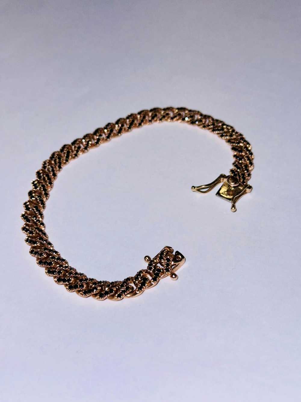 Custom 14k Rose Gold & Black Diamond Cuban Bracel… - image 4