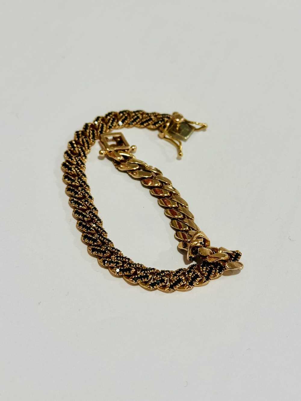 Custom 14k Rose Gold & Black Diamond Cuban Bracel… - image 5