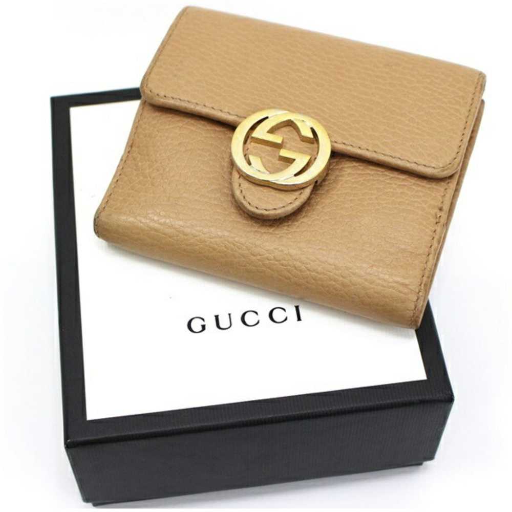 Gucci GUCCI interlocking G W wallet beige leather… - image 1