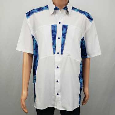 Reel Legends, Shirts, Reel Legends Shirt Mens Medium Blue Short Sleeve  Button Front Outdoor Fishing