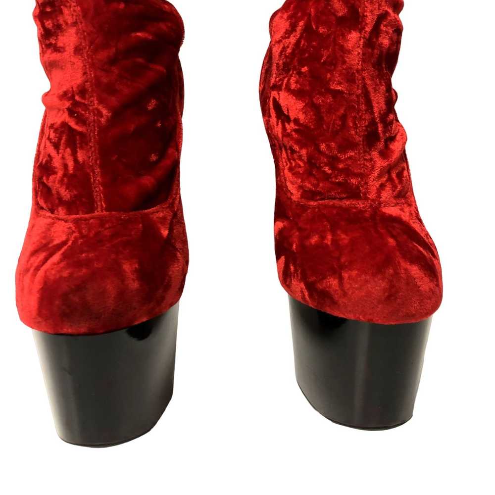 Unkwn CRUSHED Red VELVET Stiletto 7" High Heel PL… - image 11