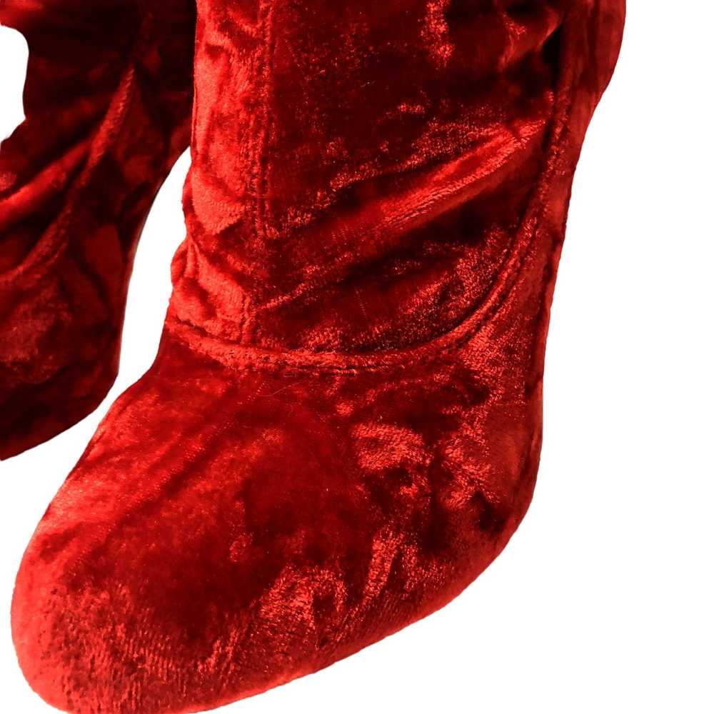 Unkwn CRUSHED Red VELVET Stiletto 7" High Heel PL… - image 12