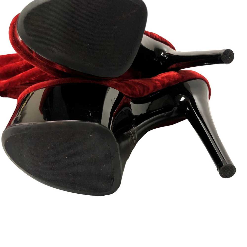 Unkwn CRUSHED Red VELVET Stiletto 7" High Heel PL… - image 6