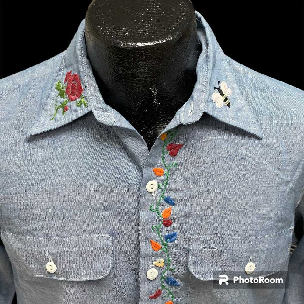 Big Mac 70's BIG MAC CHAMBRAY Embroidered Floral … - image 4