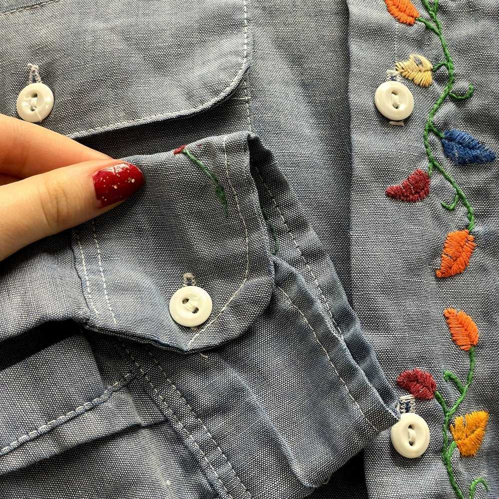 Big Mac 70's BIG MAC CHAMBRAY Embroidered Floral … - image 5