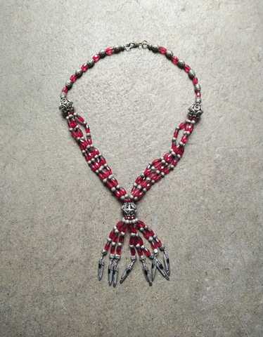 Custom × Jewelry × Vintage Necklace Red Glass Bea… - image 1