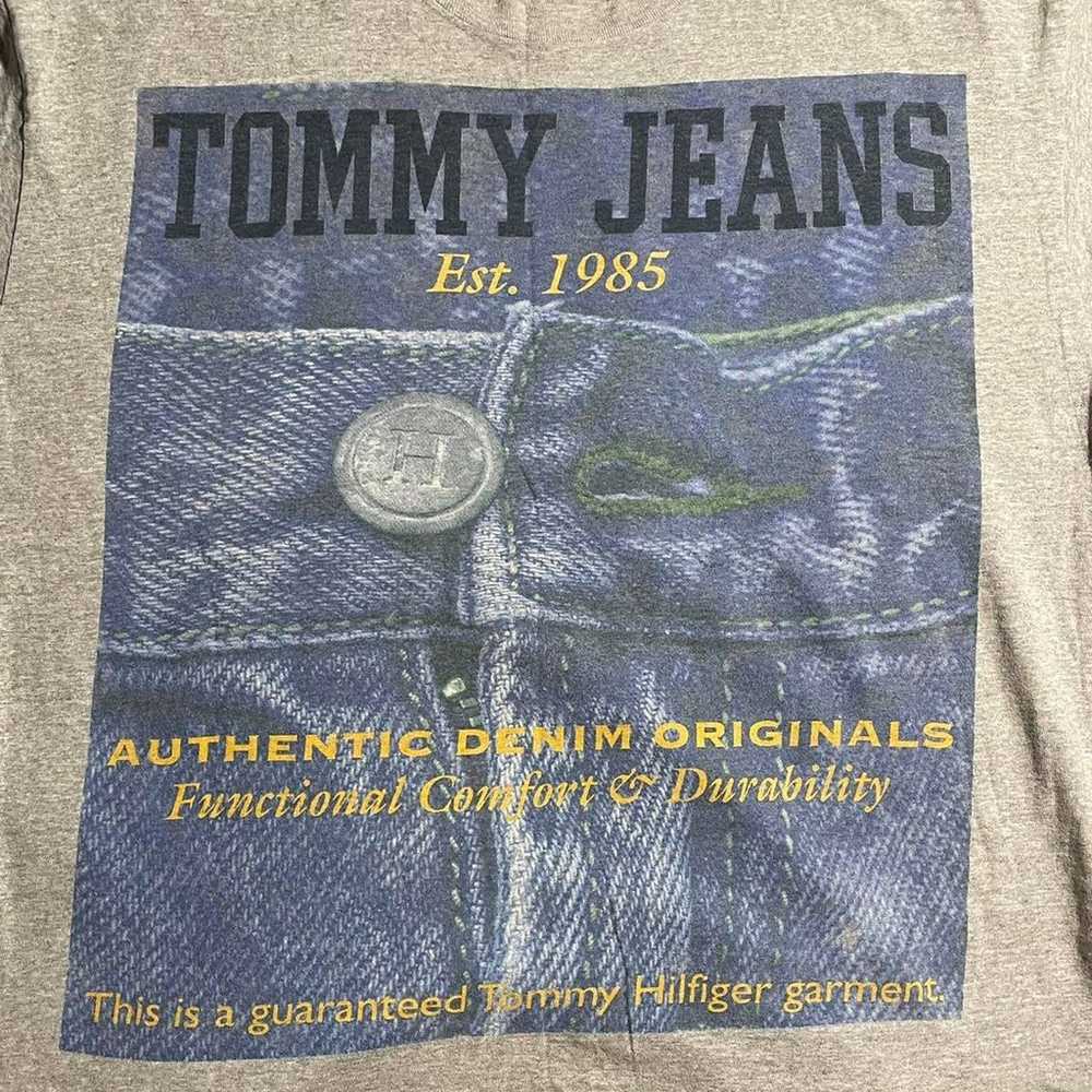 Vintage 90s Tommy Jeans Denim Big Print Graphic T… - image 3