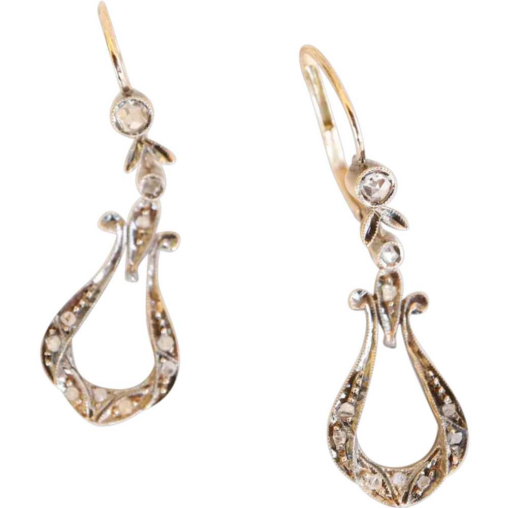 14K Victorian Holland Rose Cut Diamond Earrings - image 1