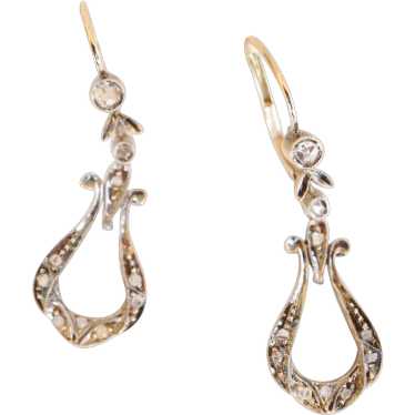 14K Victorian Holland Rose Cut Diamond Earrings - image 1