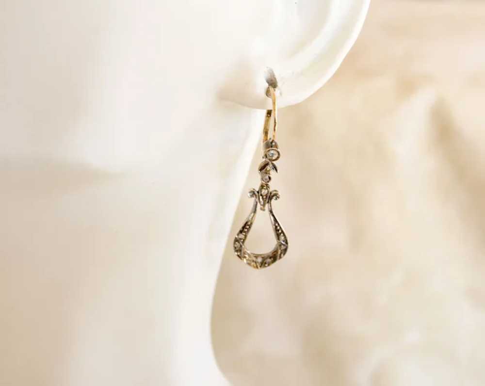 14K Victorian Holland Rose Cut Diamond Earrings - image 3
