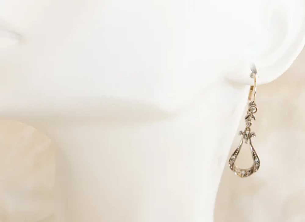 14K Victorian Holland Rose Cut Diamond Earrings - image 4
