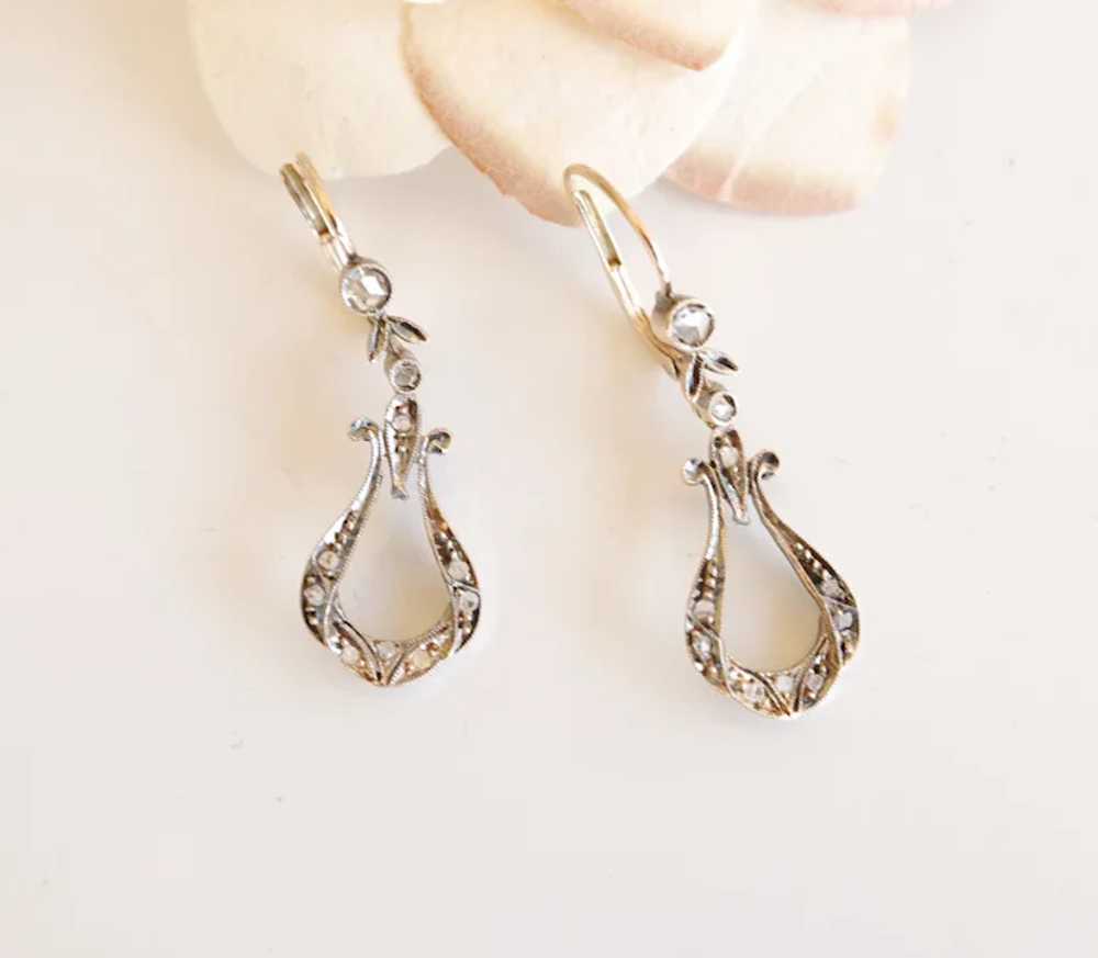 14K Victorian Holland Rose Cut Diamond Earrings - image 5
