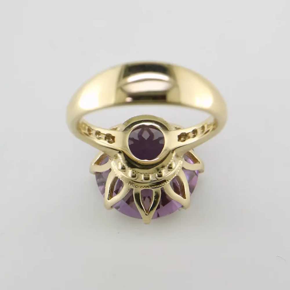 14K Yellow Gold Amethyst and Diamond Ring - image 5