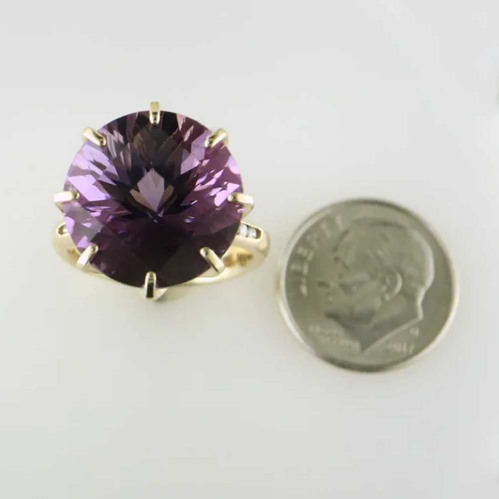 14K Yellow Gold Amethyst and Diamond Ring - image 6