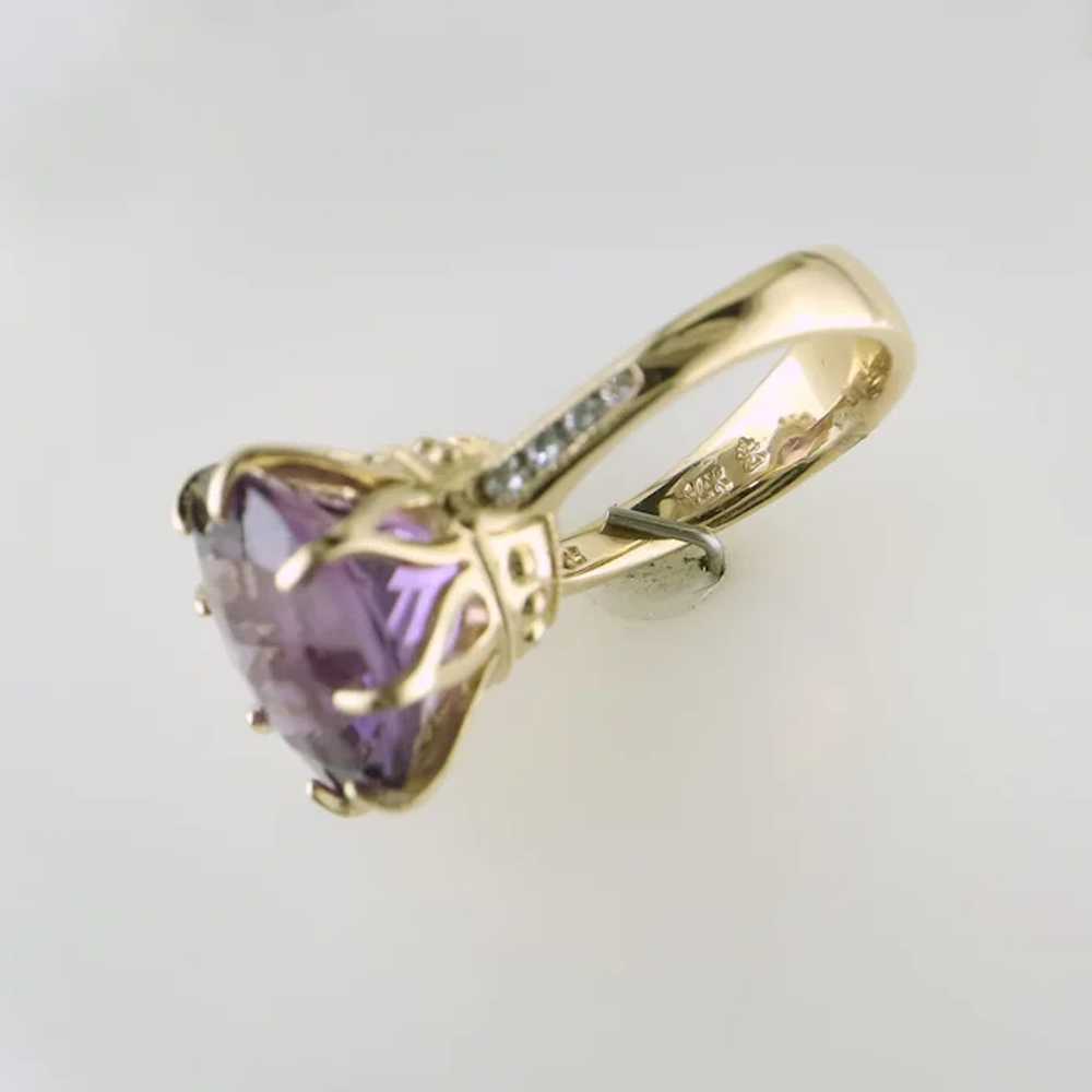 14K Yellow Gold Amethyst and Diamond Ring - image 7