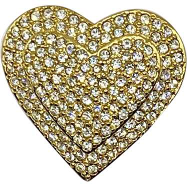 Joan Rivers Pave Crystal Rhinestone Heart Brooch - image 1