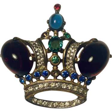 Crown Trifari Jelly Belly Crown Brooch 1940s