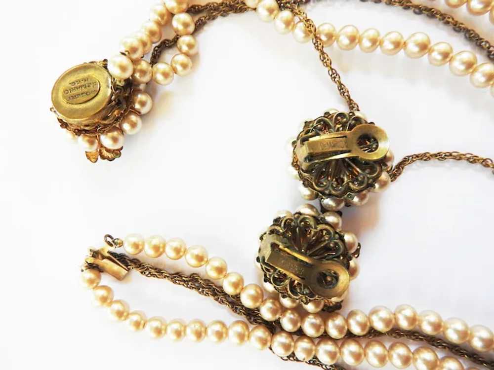 Gorgeous DeMario 1950s Faux Pearls Necklace and E… - image 2
