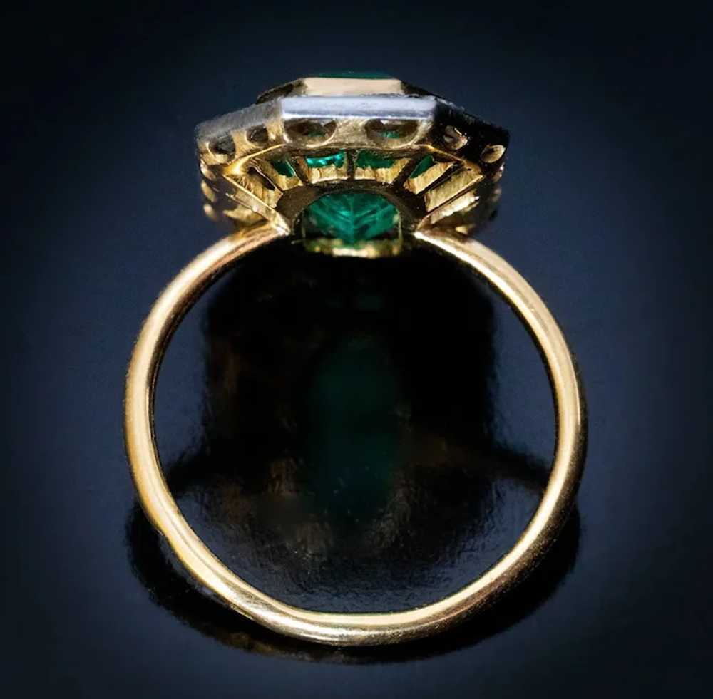 Art Deco Era Vintage French Emerald Diamond Ring - image 6