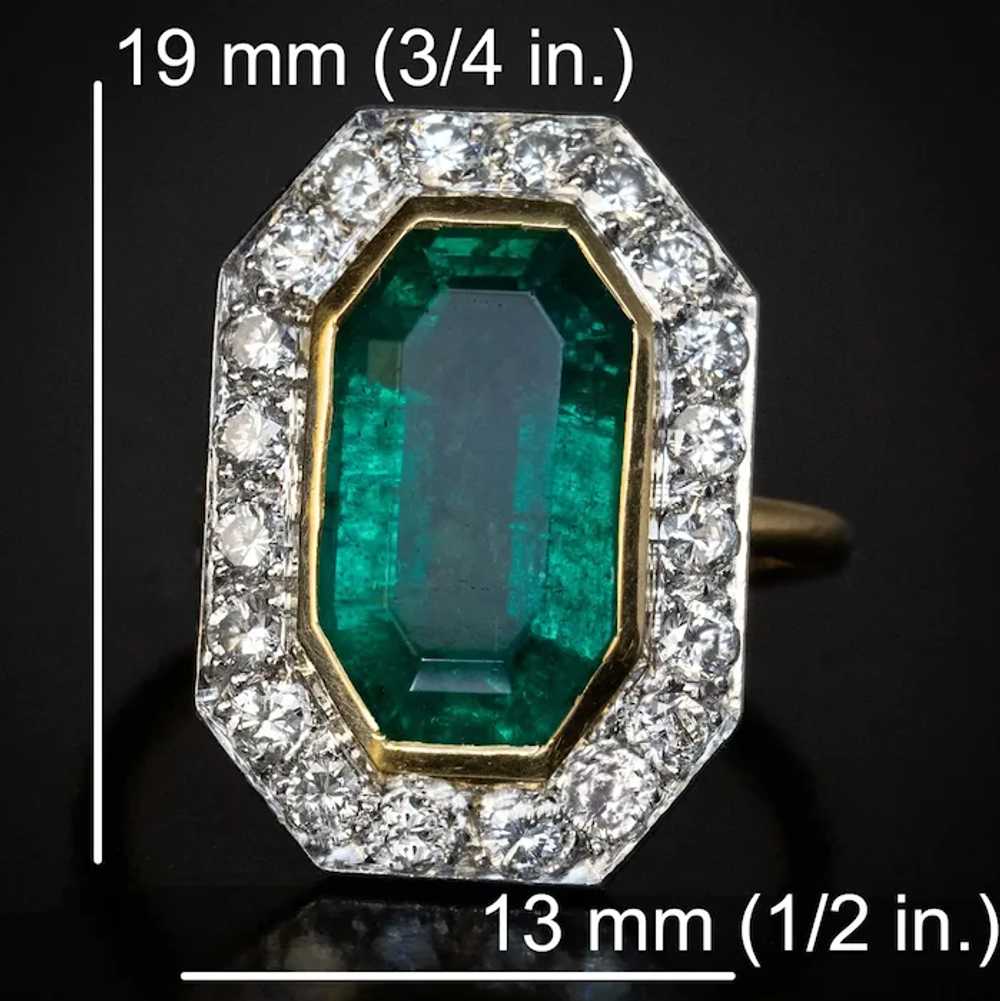 Art Deco Era Vintage French Emerald Diamond Ring - image 7