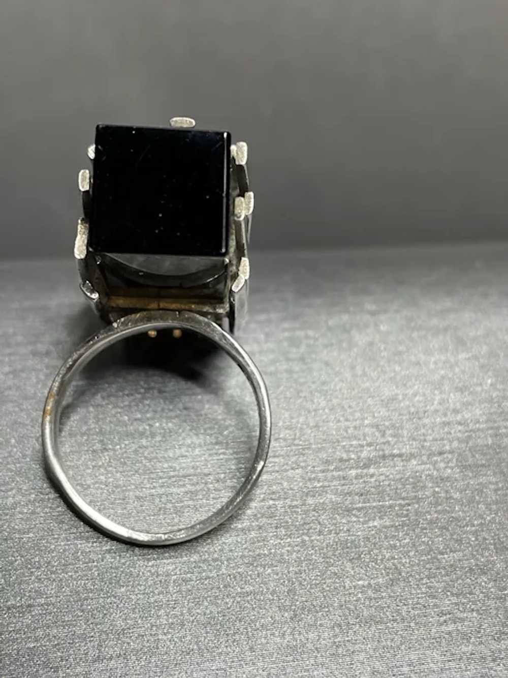 Smoky Quartz 1960’s Modernist Sterling Ring - image 2