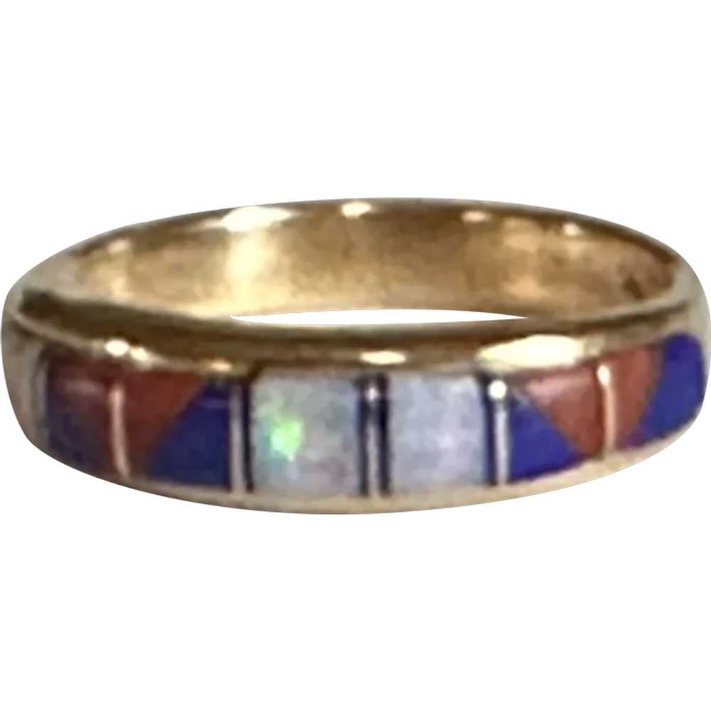 14k Opal Inlay Ring - image 1