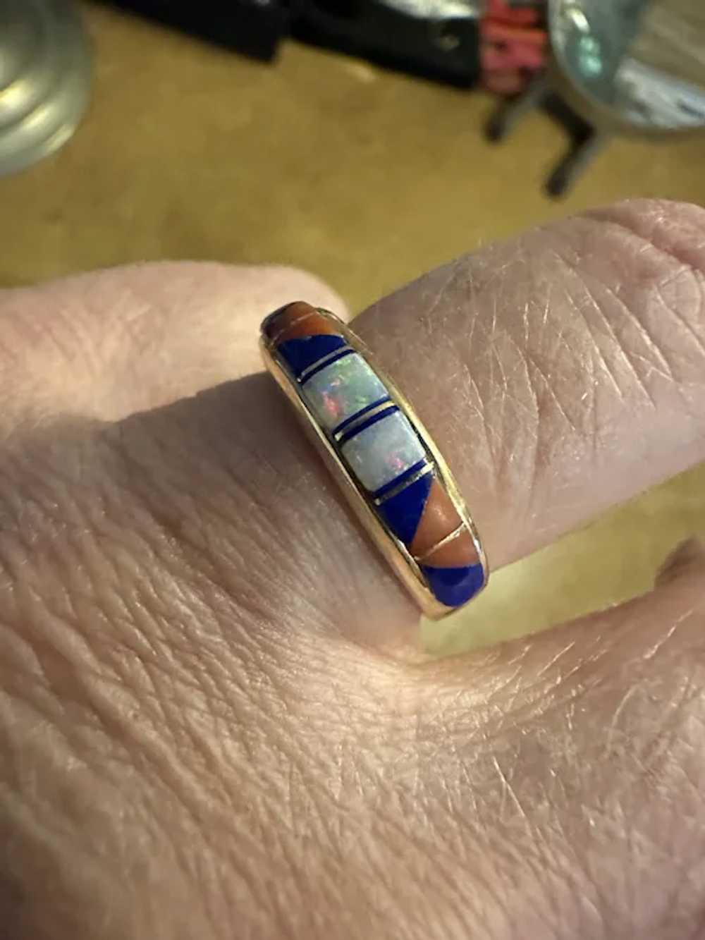 14k Opal Inlay Ring - image 3