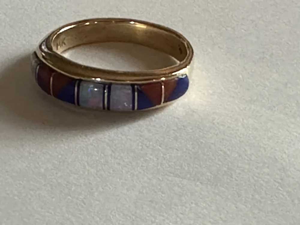 14k Opal Inlay Ring - image 5