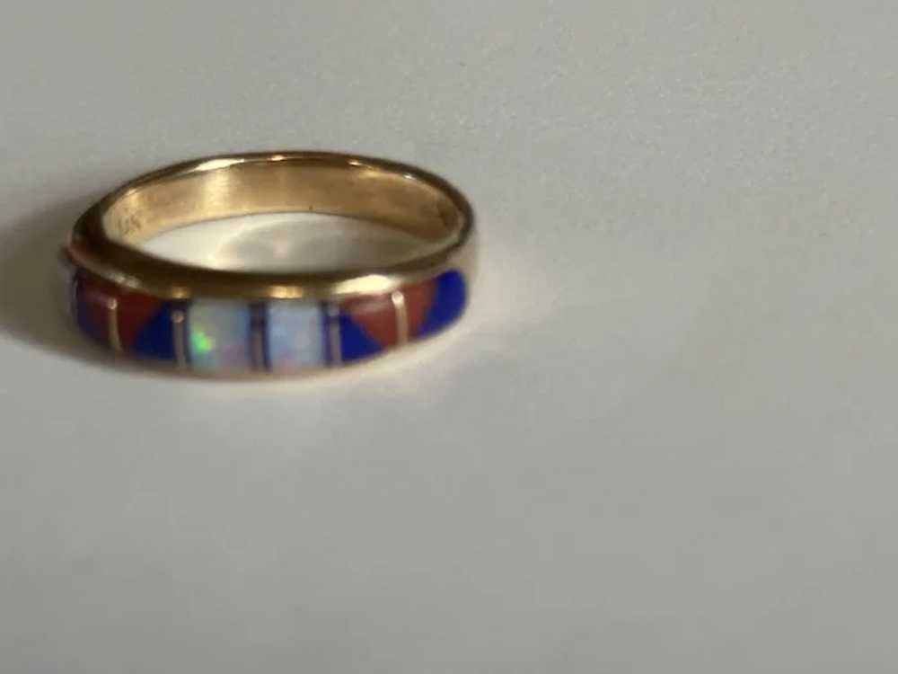 14k Opal Inlay Ring - image 8