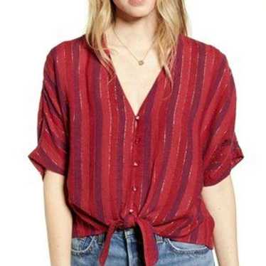 Rails Oversized Striped Button Down Crop Medium 3… - image 1