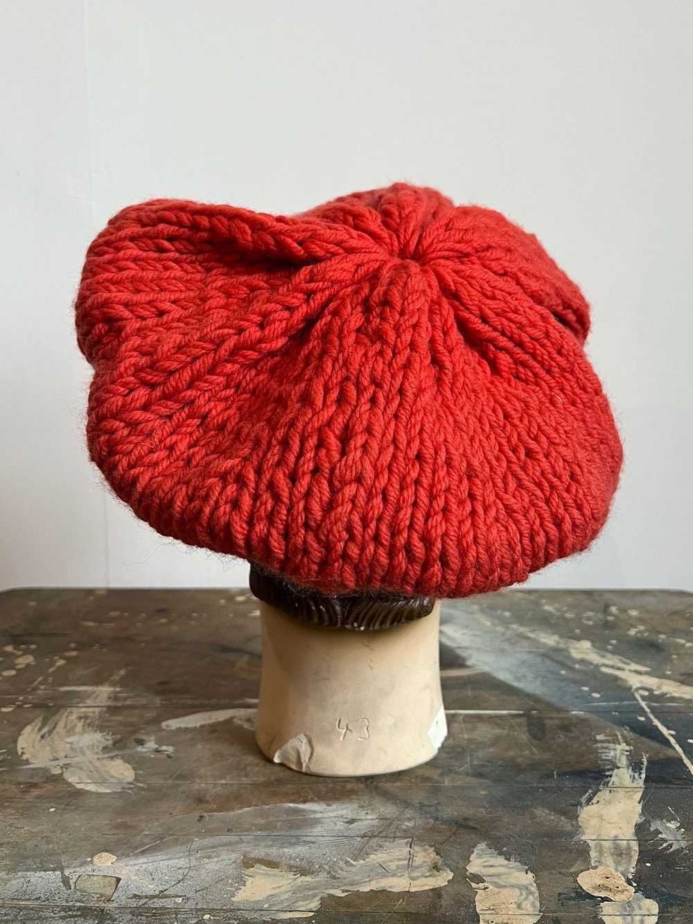 Vintage 1960's Jeanne Damon Chunky Knit Beret Hat… - image 4