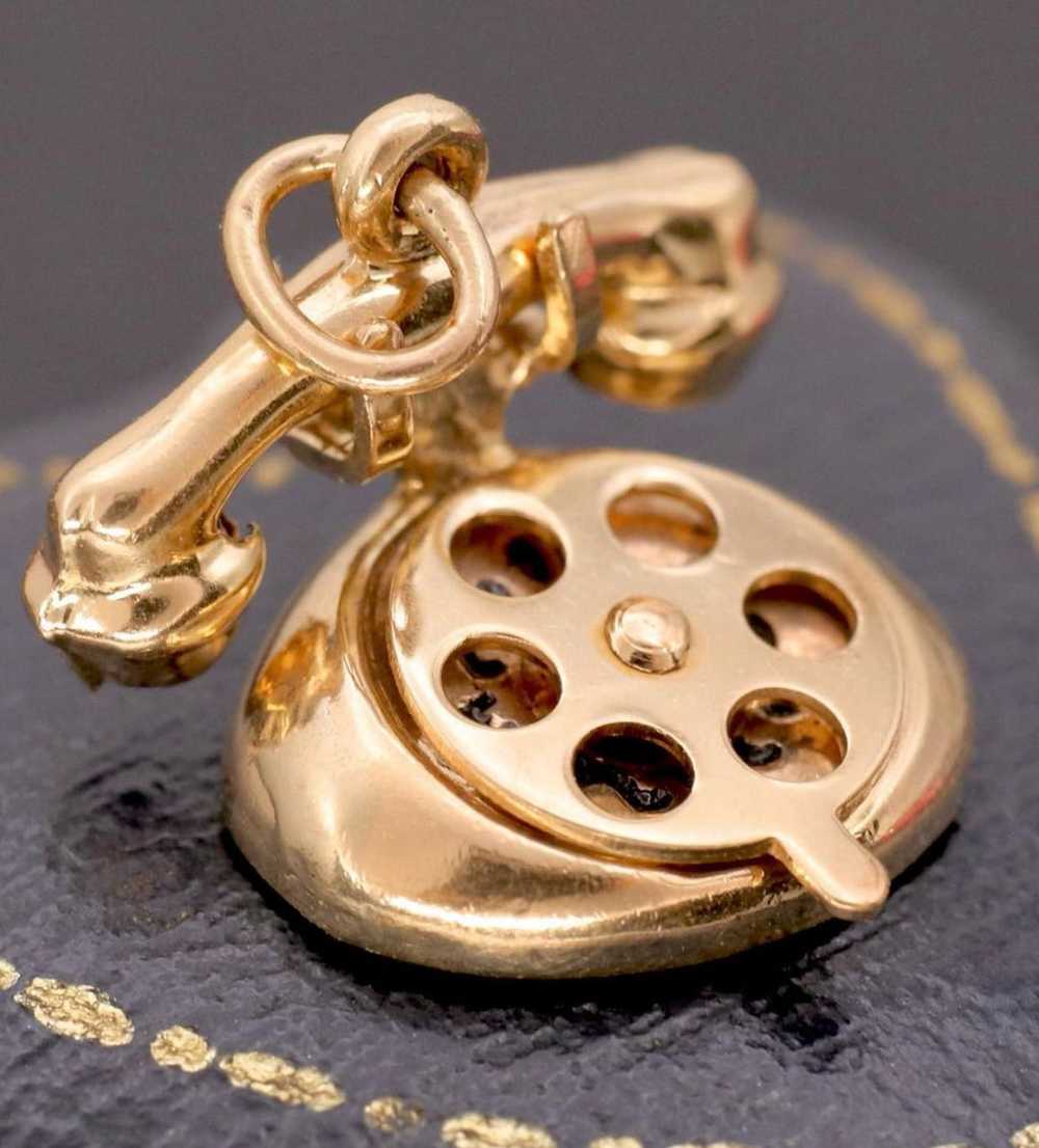 Vintage 14k Gold Telephone Charm - image 1