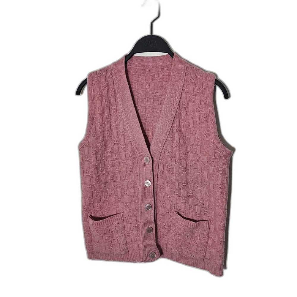 Vintage Sweater Vest Dusty Pink Vest Knitted with… - image 1