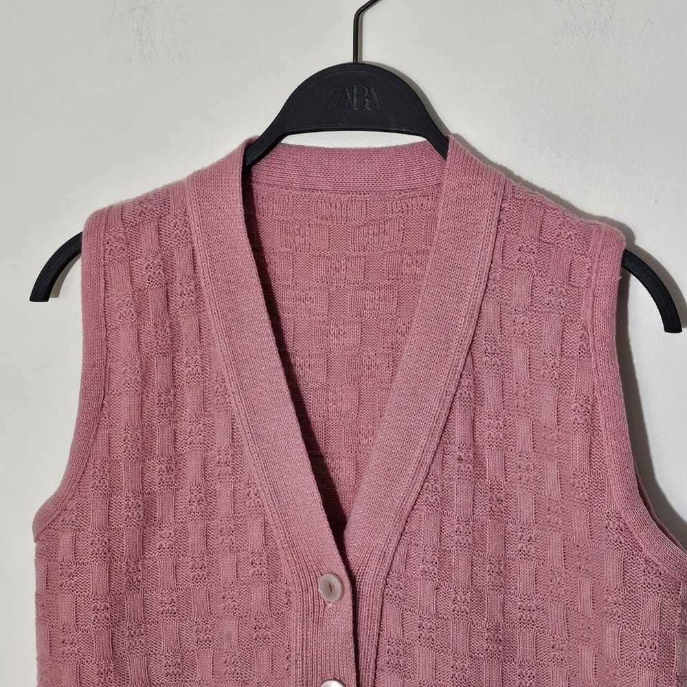 Vintage Sweater Vest Dusty Pink Vest Knitted with… - image 2