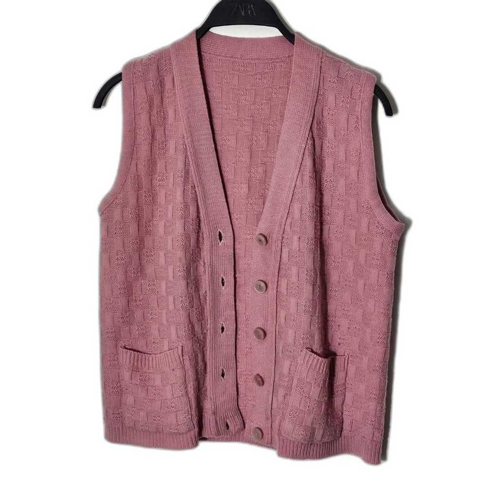 Vintage Sweater Vest Dusty Pink Vest Knitted with… - image 5