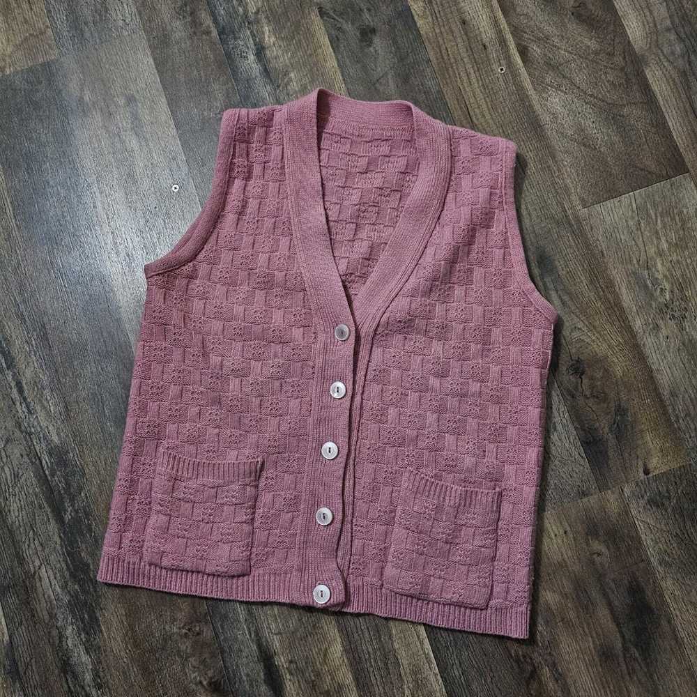 Vintage Sweater Vest Dusty Pink Vest Knitted with… - image 6