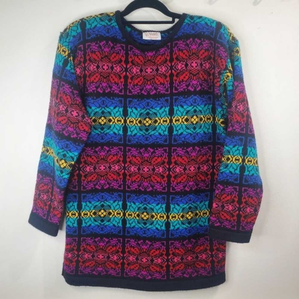 Beldoch popper multi color knitted vintage 80s sw… - image 1