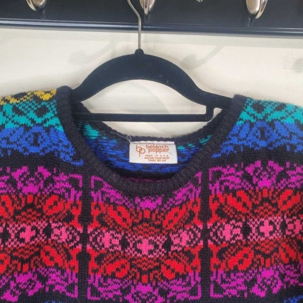 Beldoch popper multi color knitted vintage 80s sw… - image 2