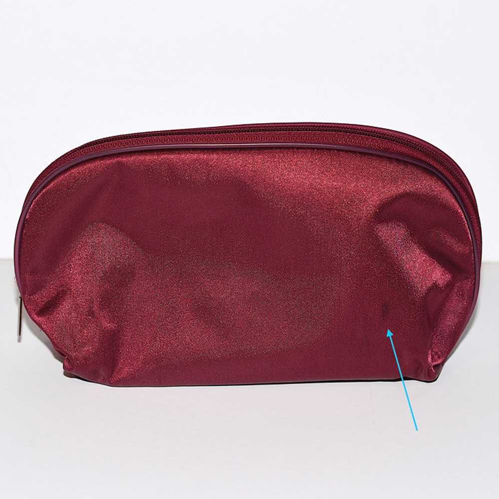 Unused Lancome Vintage Satin Maroon Cosmetic Bag - image 2