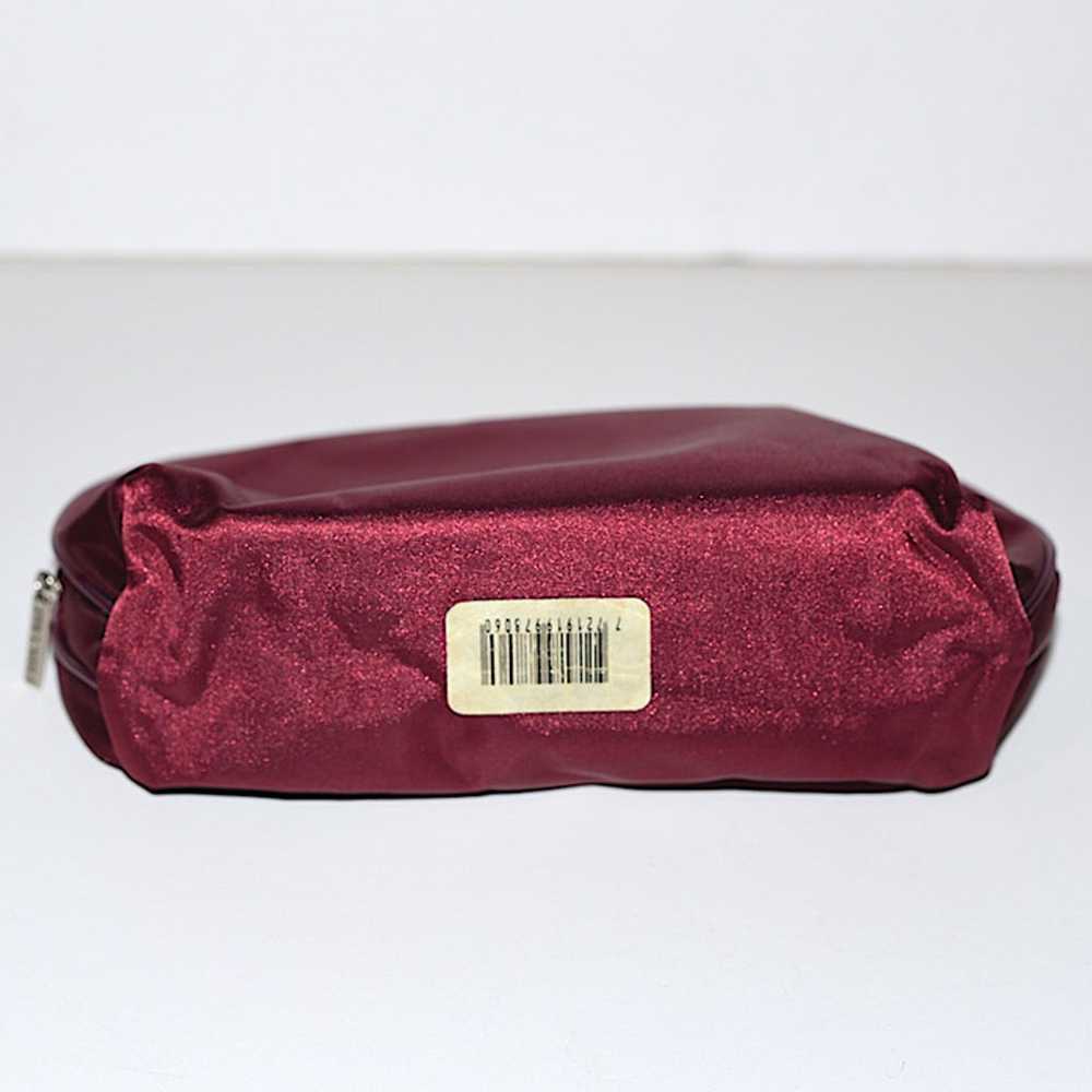 Unused Lancome Vintage Satin Maroon Cosmetic Bag - image 5