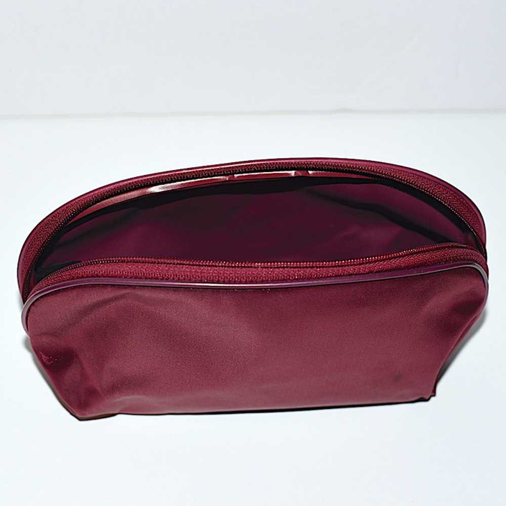 Unused Lancome Vintage Satin Maroon Cosmetic Bag - image 6