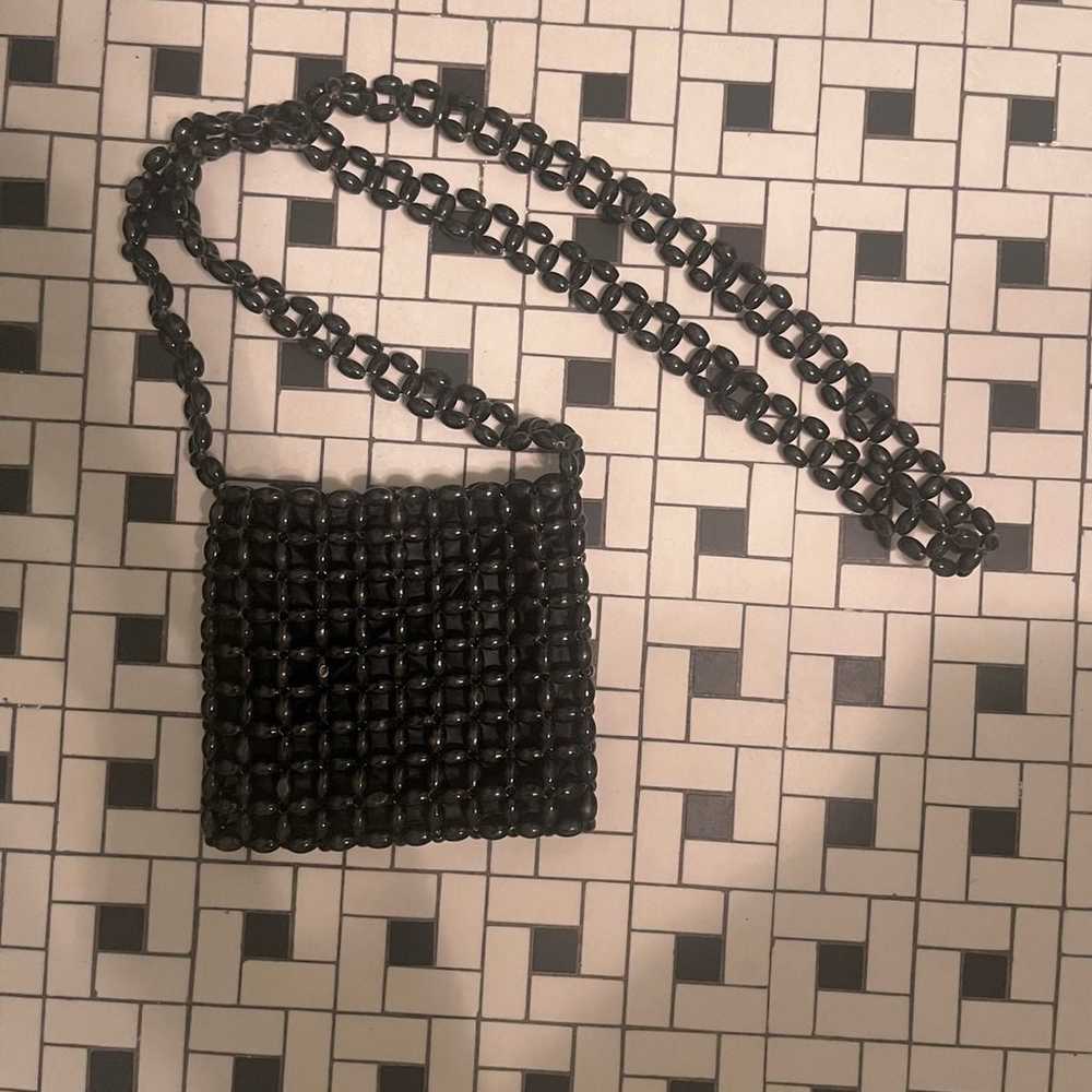 Vintage black wooden beaded bag - image 1
