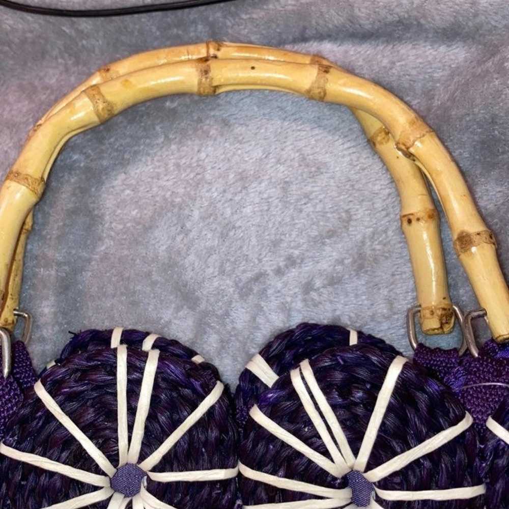 Vintage purple wicker straw bag - image 2