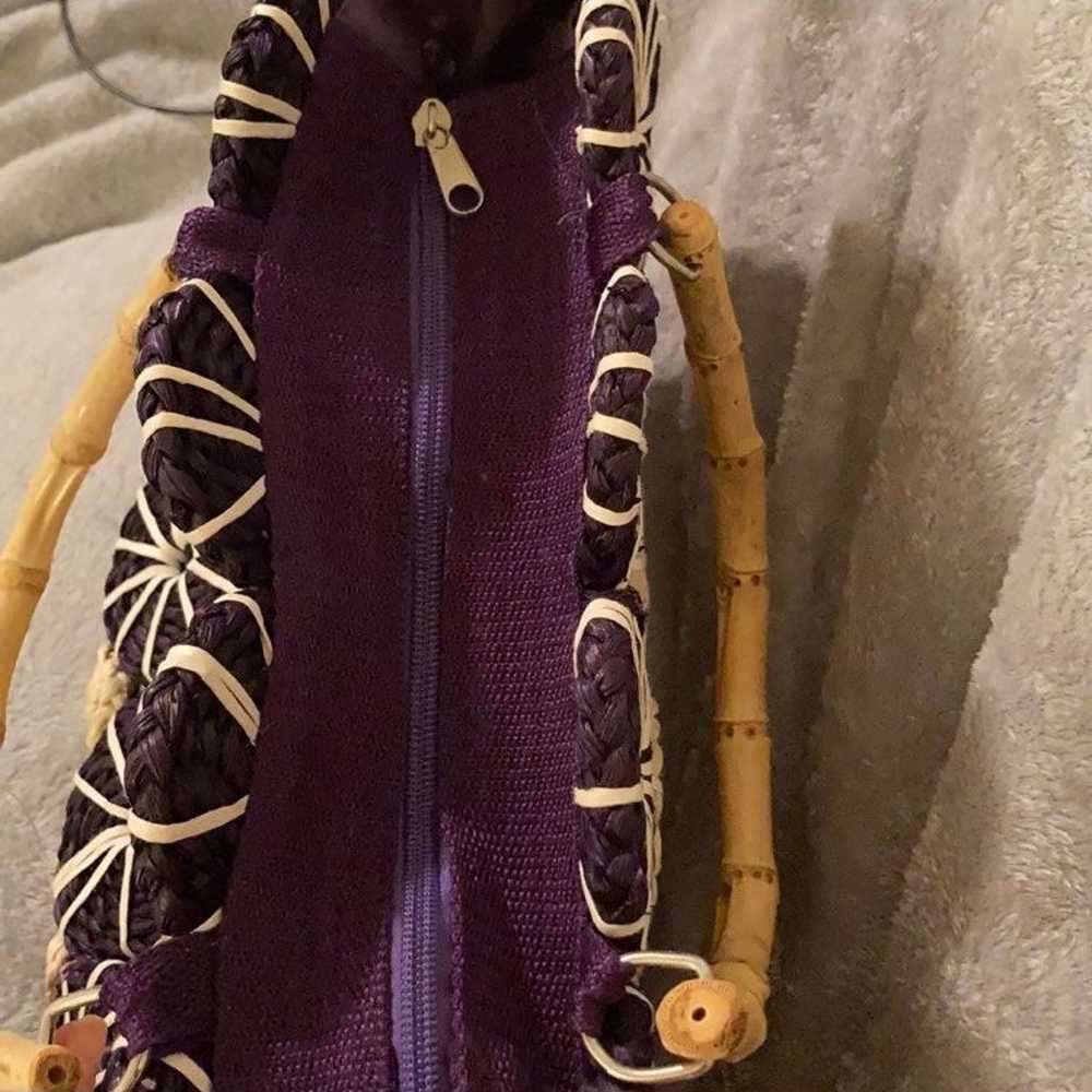 Vintage purple wicker straw bag - image 4
