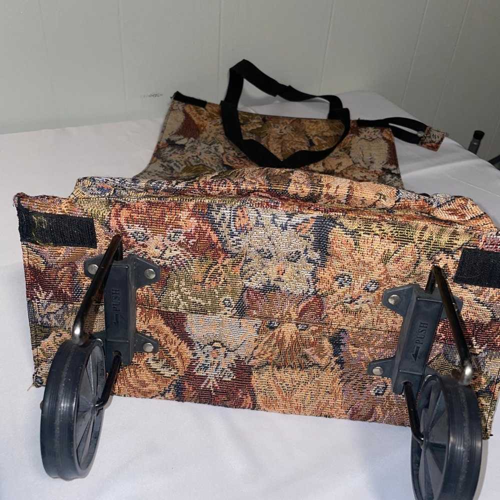 Vintage cat luggage bag with wheels - image 3
